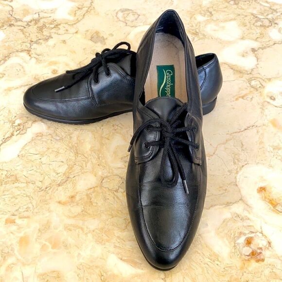 Grasshoppers Black Leather Lace Up Oxfords Shoes - Picture 1 of 11